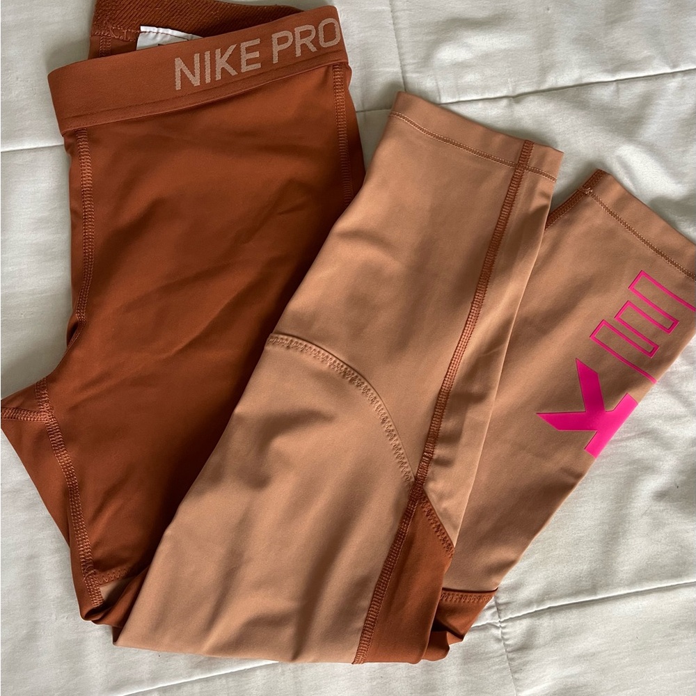 Nike Brown and Tan Leggings Performance Fit